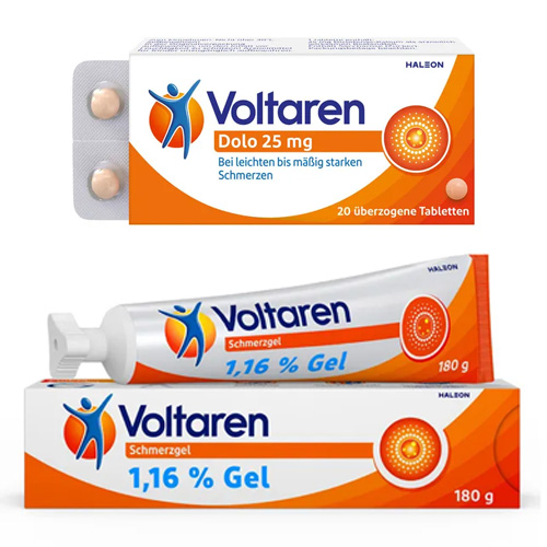 VOLTAREN Schmerzgel + Dolo 25 mg überzogene Tabletten