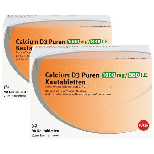 CALCIUM D3 Puren 1000 mg/880 I.E. Kautabletten Doppelpackung