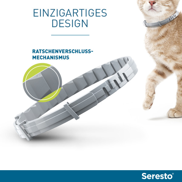 Seresto Halsband für Katzen gegen Zecken und Flöhe, wirkt abtötend und repellierend  bis zu 7-8 Monate